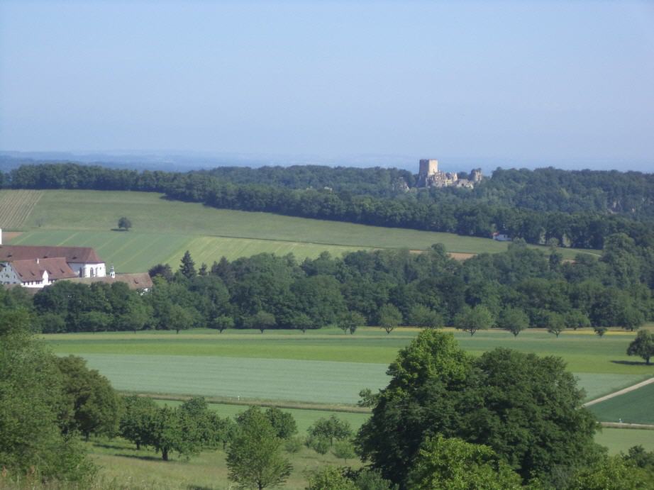 castle ruins - in the background is France